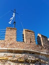 Greek Flag Flying on the White Tower, Salonika, Greece